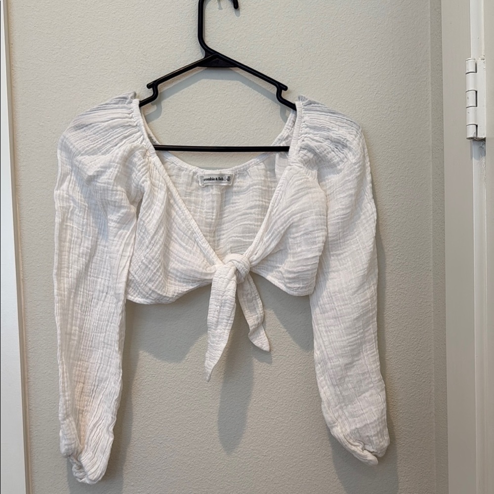 White Tie-Front Abercrombie & Fitch cover up top